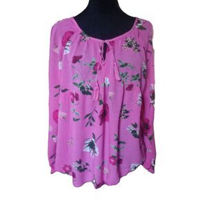 Old Navy Women's M Pink Floral Pheasant Top
